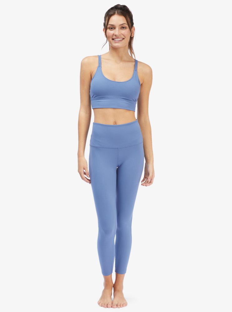 Blue Women's Roxy Kaileo High Waisted Ankle Length Workout Leggings | USA VOZM-16893