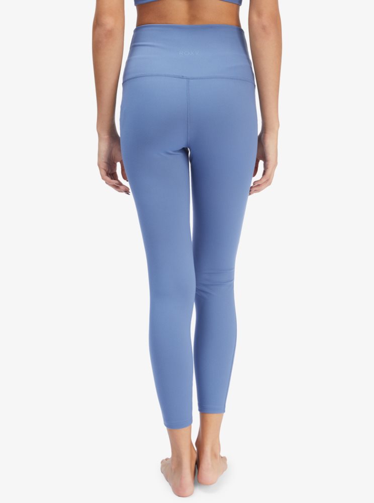 Blue Women's Roxy Kaileo High Waisted Ankle Length Workout Leggings | USA VOZM-16893