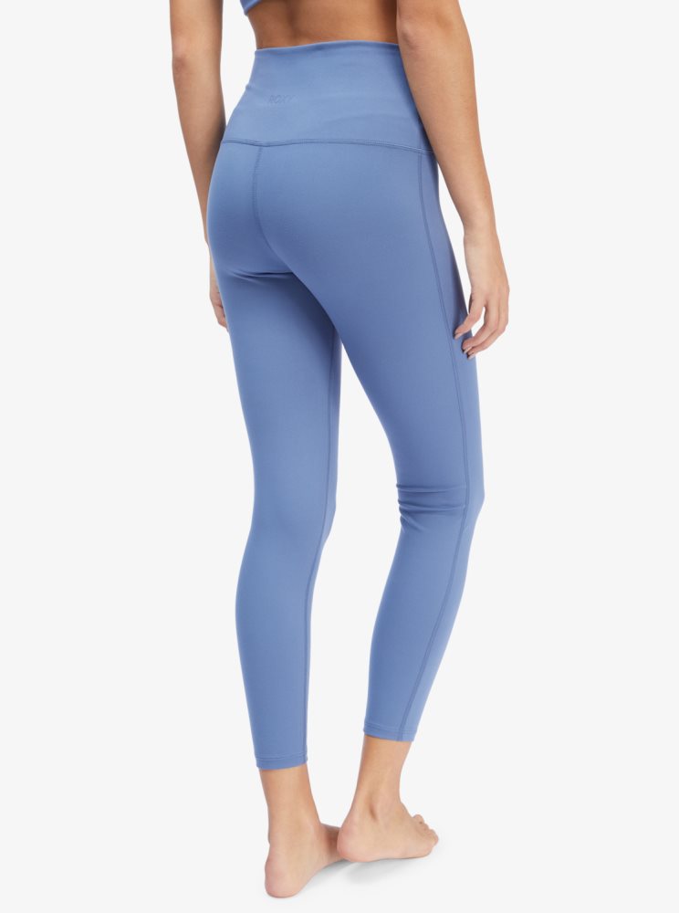 Blue Women's Roxy Kaileo High Waisted Ankle Length Workout Leggings | USA VOZM-16893