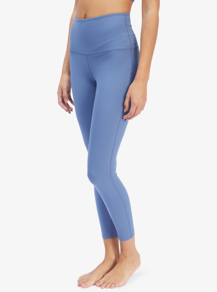 Blue Women's Roxy Kaileo High Waisted Ankle Length Workout Leggings | USA VOZM-16893