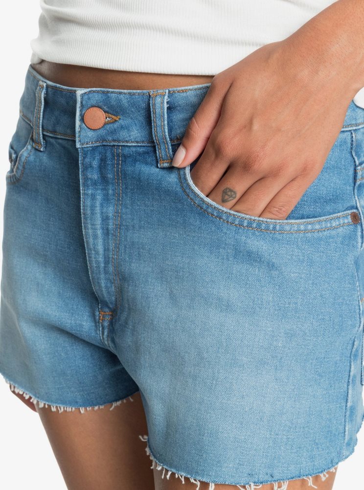 Blue Women's Roxy Kissing The Swell Denim Shorts | USA LGXD-58237