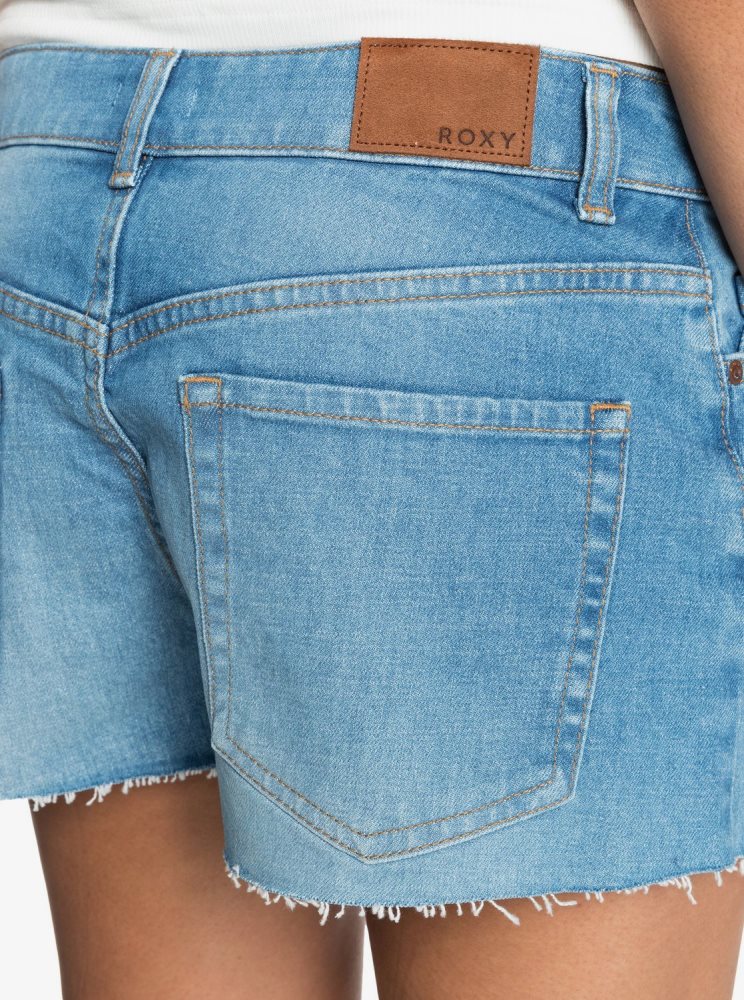 Blue Women's Roxy Kissing The Swell Denim Shorts | USA LGXD-58237