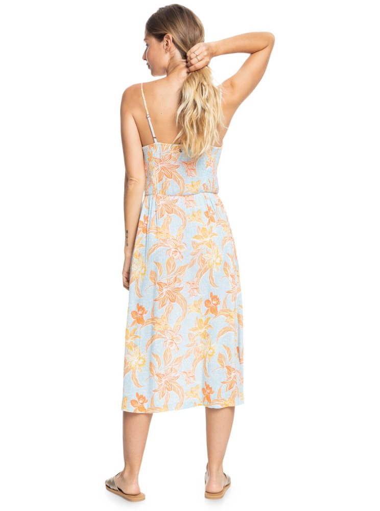 Blue Women's Roxy Land Of All Strappy Midi Dress | USA LPNI-92568