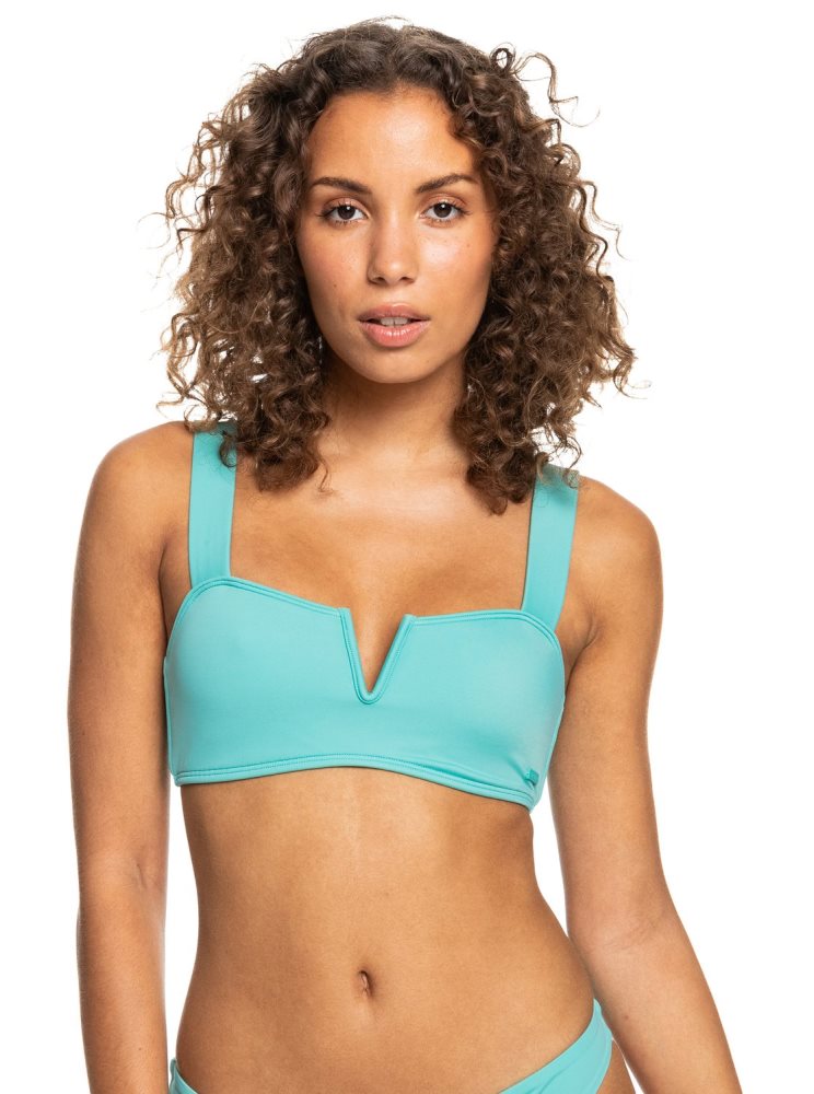 Blue Women\'s Roxy Love The Coco V Bralette Bikini Tops | USA KGSJ-54836