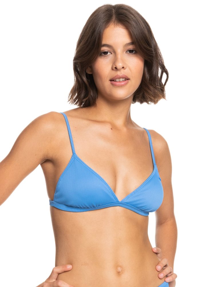 Blue Women\'s Roxy Love The Sunshine Fixed Triangle Bikini Tops | USA IBMO-68290