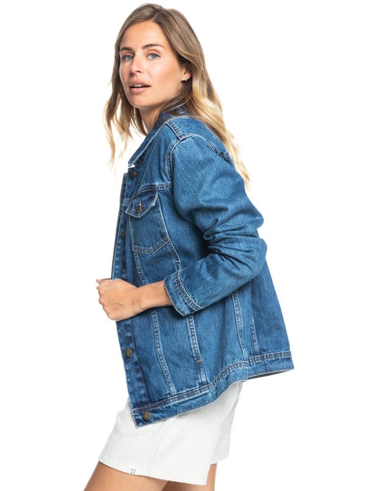 Blue Women's Roxy Mountain Roads Denim Jackets | USA SPFL-21689