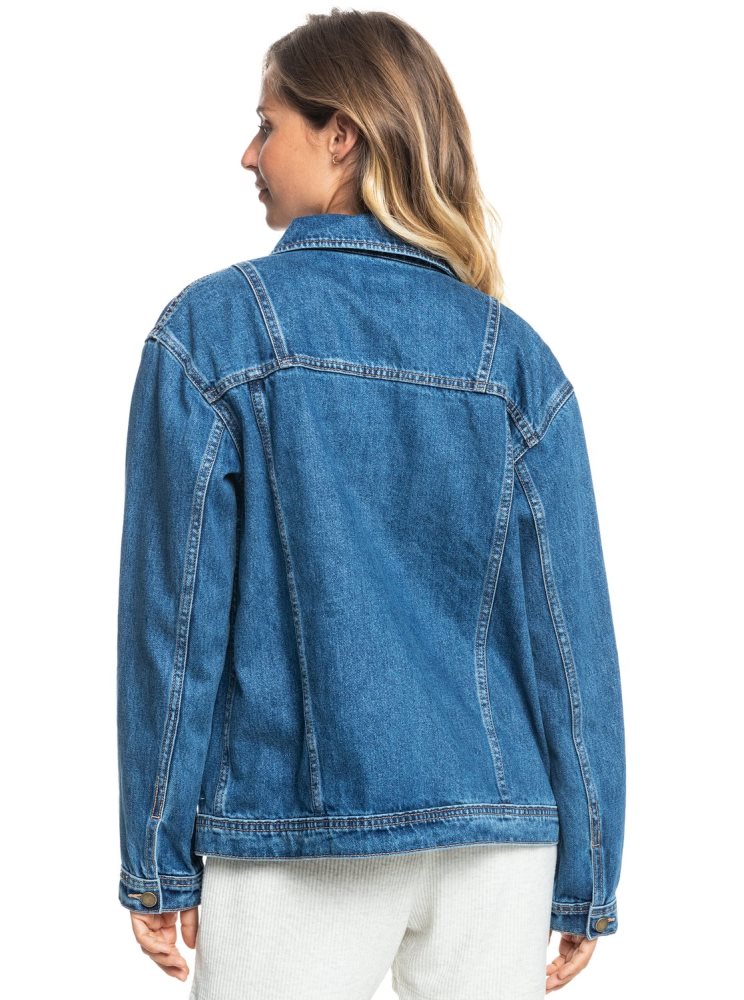 Blue Women's Roxy Mountain Roads Denim Jackets | USA SPFL-21689