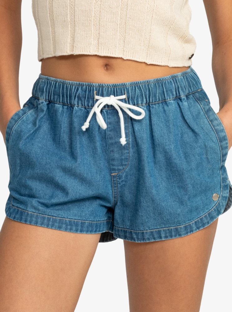 Blue Women\'s Roxy New Impossible Denim Shorts | USA TXHM-64135