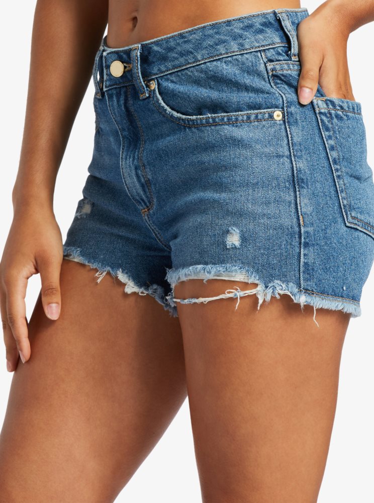 Blue Women's Roxy New Swell Denim Shorts | USA UVBG-72596