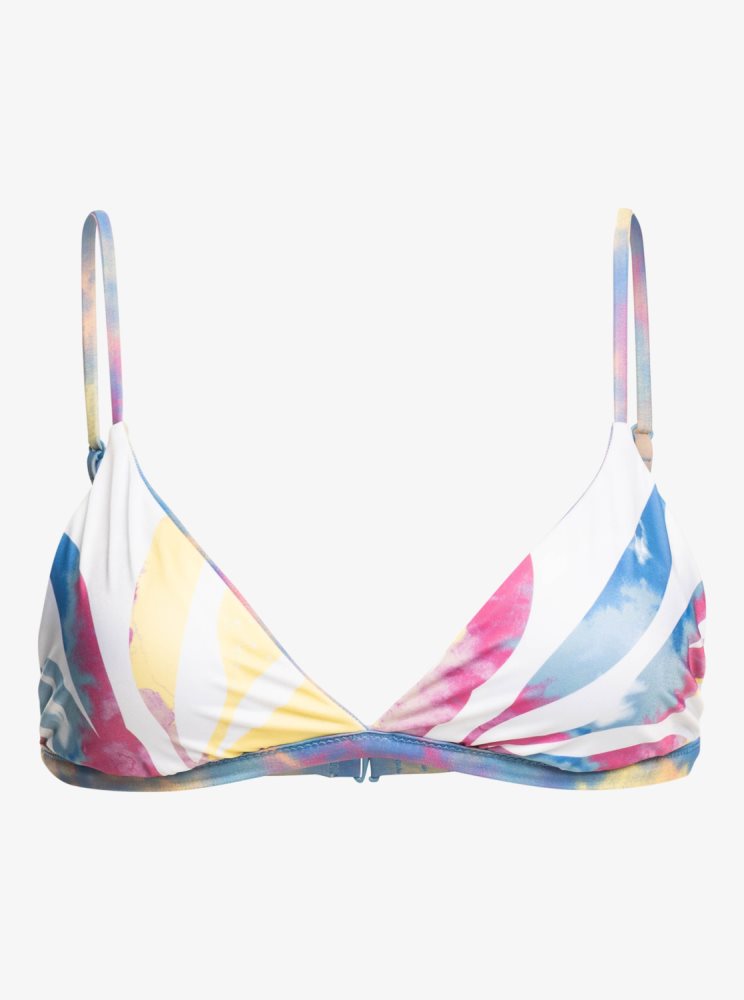 Blue Women's Roxy POP SURF Reversible Fixed Triangle Bikini Tops | USA UEFO-26439