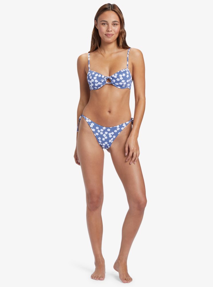 Blue Women's Roxy Palm Cruz Cheeky Bikini Bottoms | USA SPTI-65789