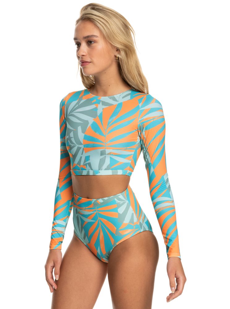 Blue Women's Roxy Pro Nose Ride Long Sleeve Cropped Rashguards | USA MPAG-24508