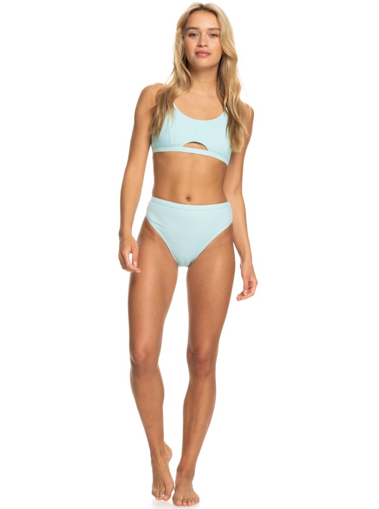 Blue Women's Roxy Pro The Backside Moderate Bikini Bottoms | USA SLUX-01728