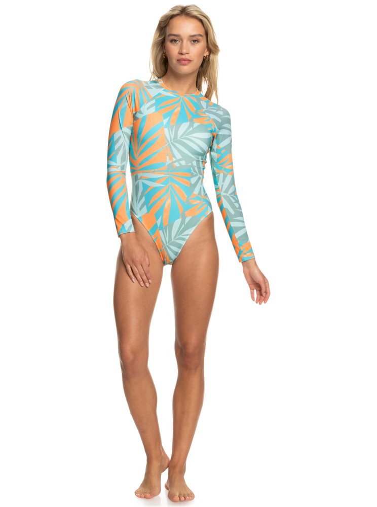 Blue Women's Roxy Pro The Overhead Long Sleeve One Piece Swimsuits | USA KRMN-71063