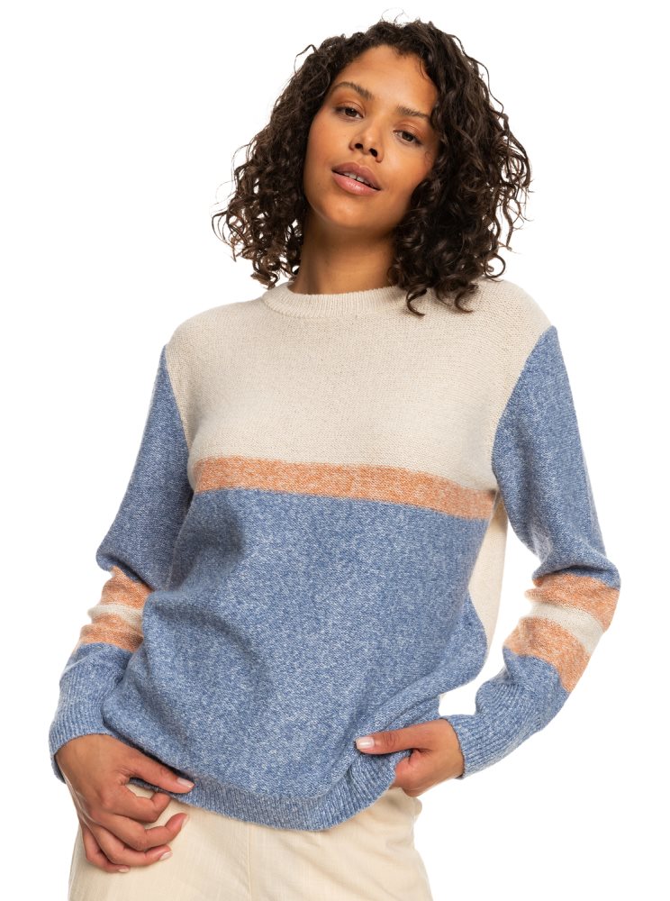 Blue Women's Roxy Real Groove Striped Sweaters | USA LHXQ-59380