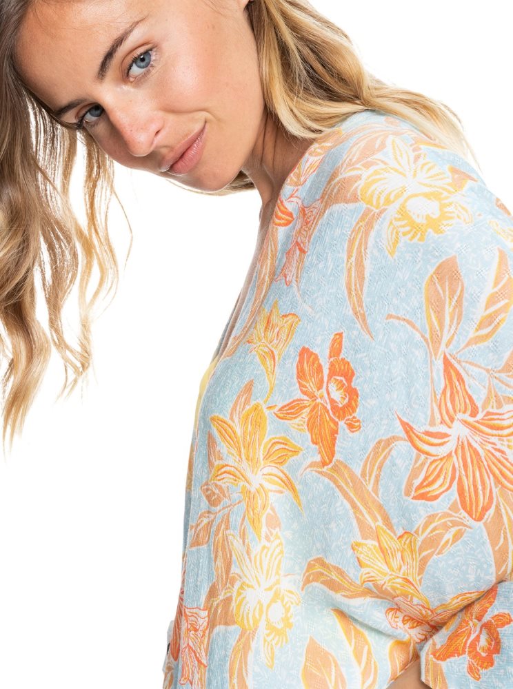 Blue Women's Roxy Rebel Sun Kimono Tops | USA YNUI-78520