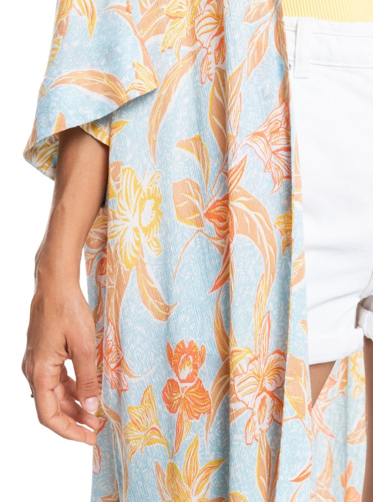 Blue Women's Roxy Rebel Sun Kimono Tops | USA YNUI-78520