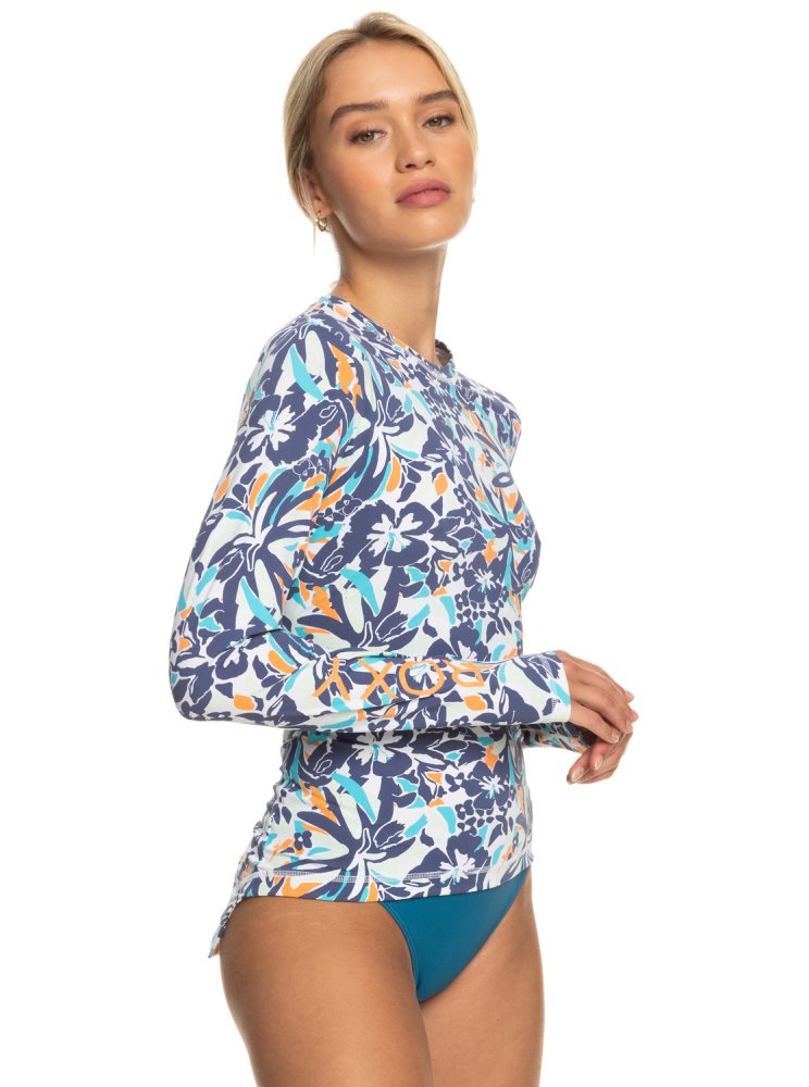 Blue Women's Roxy Sea Skippin Long Sleeve UPF 50 Rashguards | USA XWRI-31267