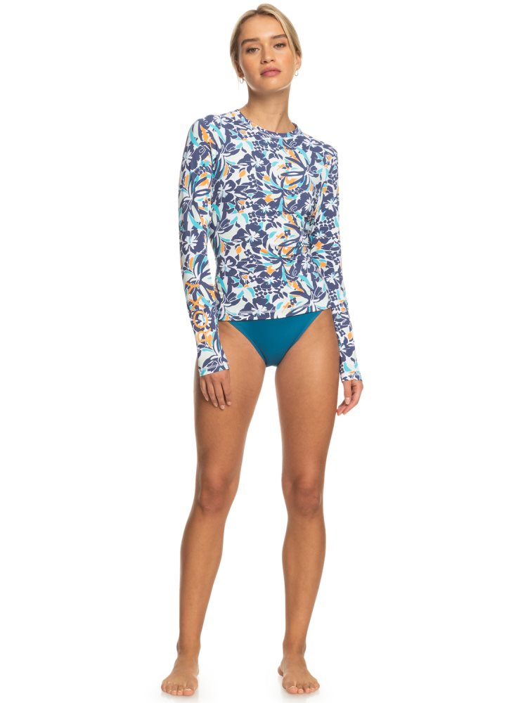 Blue Women's Roxy Sea Skippin Long Sleeve UPF 50 Rashguards | USA XWRI-31267