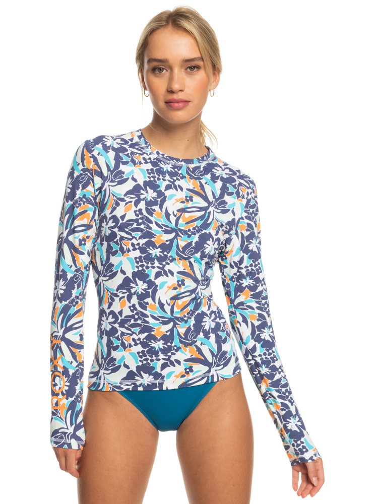 Blue Women\'s Roxy Sea Skippin Long Sleeve UPF 50 Rashguards | USA XWRI-31267