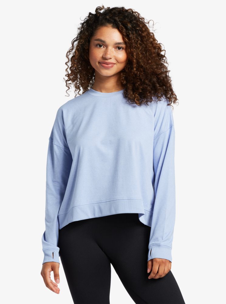 Blue Women's Roxy Sun Might Shine Long Sleeve T Shirts | USA TOPV-93817