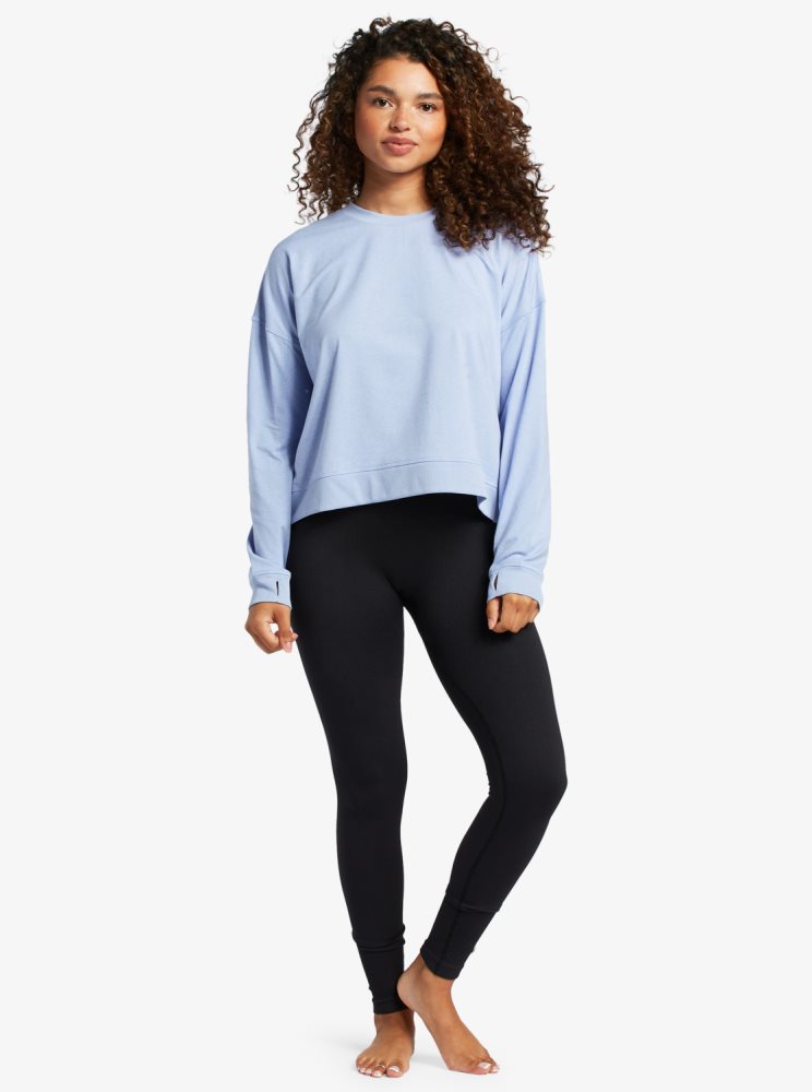 Blue Women's Roxy Sun Might Shine Long Sleeve T Shirts | USA TOPV-93817