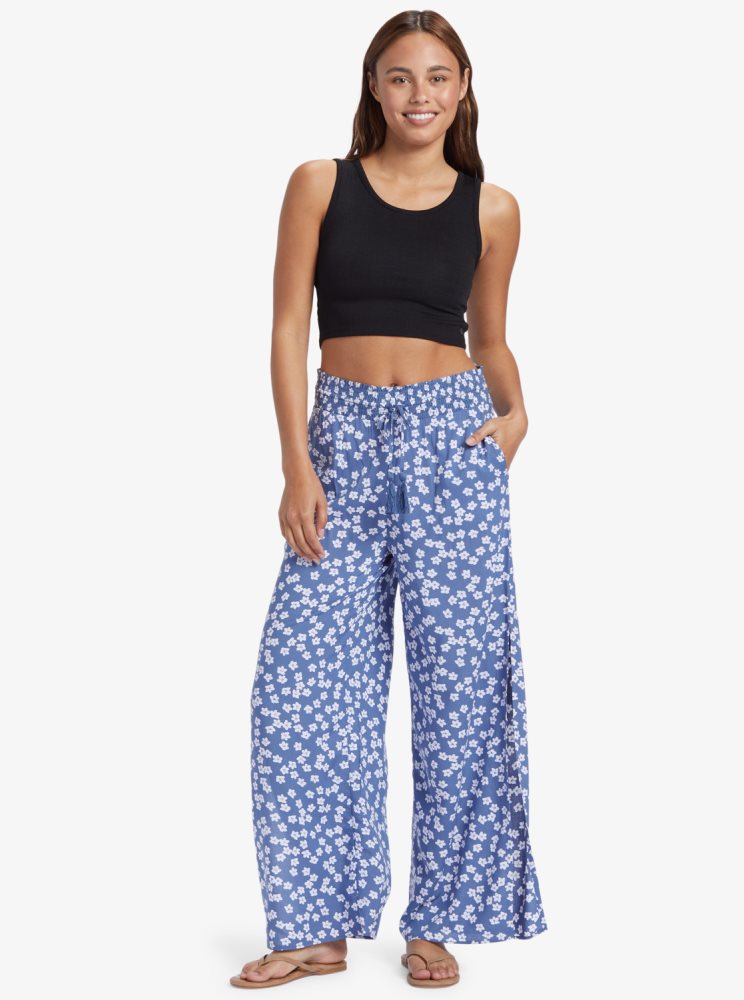 Blue Women's Roxy Tropical Rhythm Beach Pants | USA JZKT-02791