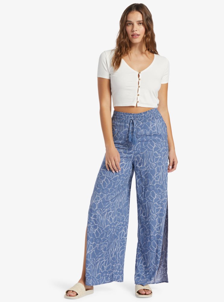 Blue Women's Roxy Tropical Rhythm Beachy Pants | USA VXFT-37869