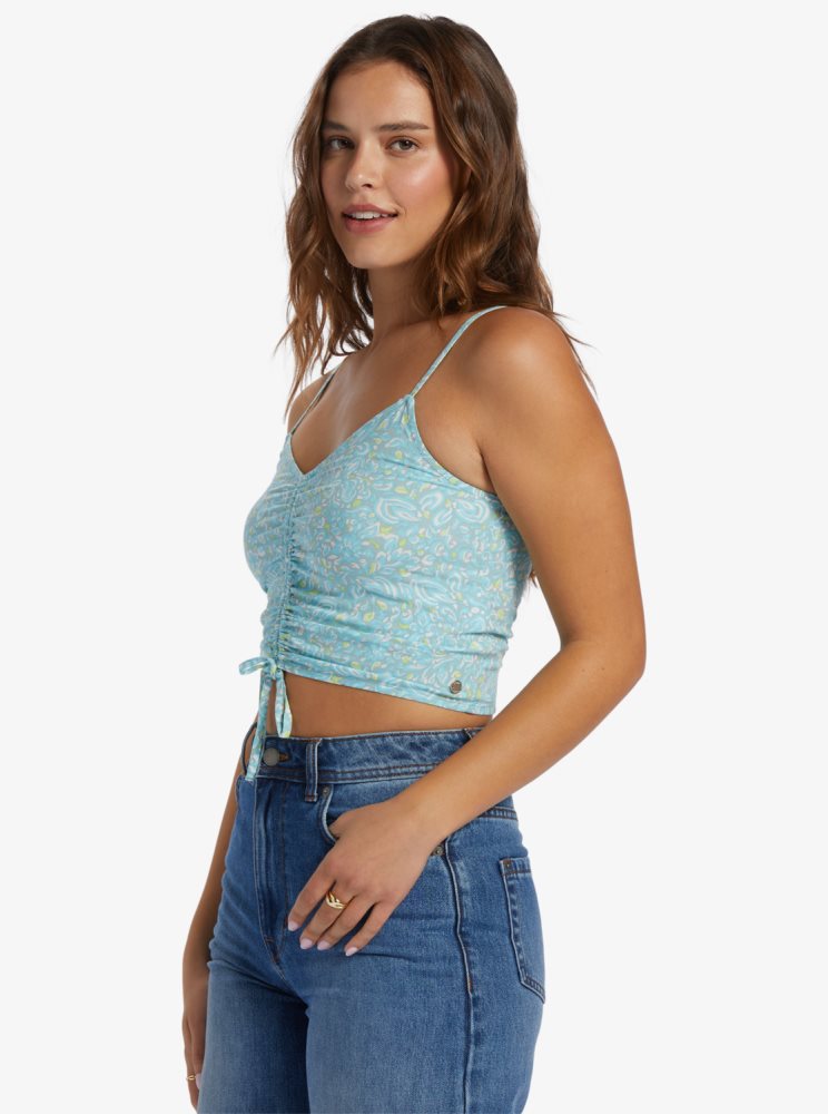 Blue Women's Roxy Vibrant Light Strappy Crop Tops | USA AMRL-06291