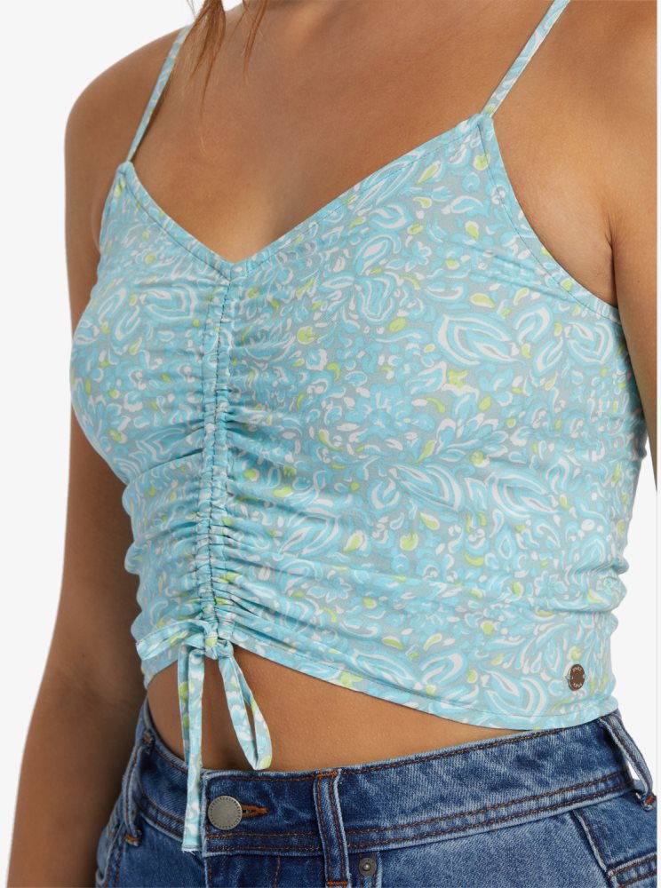 Blue Women's Roxy Vibrant Light Strappy Crop Tops | USA AMRL-06291