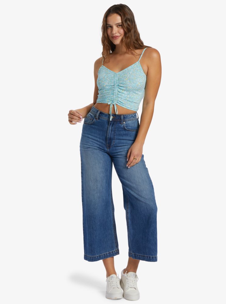 Blue Women's Roxy Vibrant Light Strappy Crop Tops | USA AMRL-06291