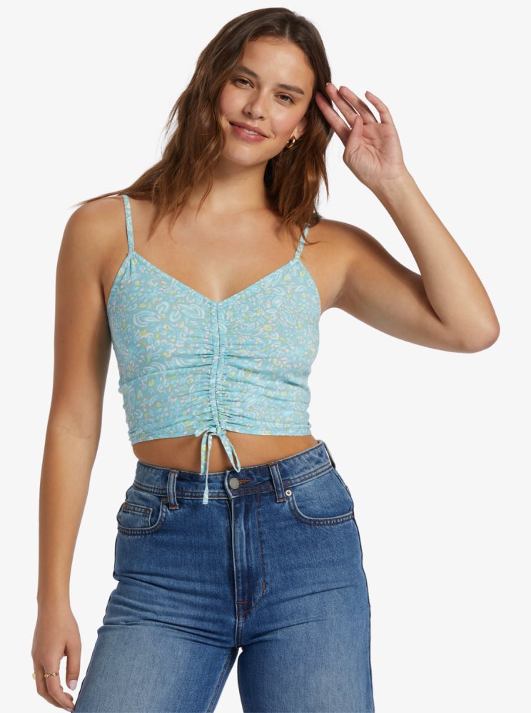 Blue Women\'s Roxy Vibrant Light Strappy Crop Tops | USA AMRL-06291