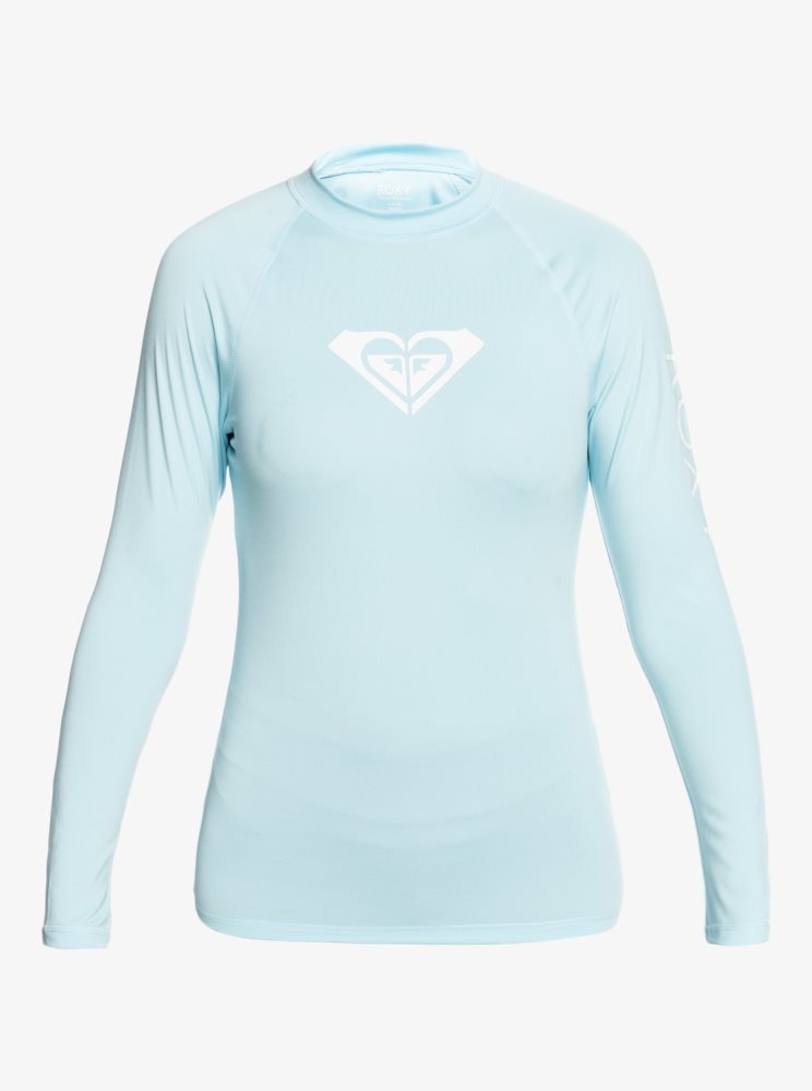 Blue Women's Roxy Whole Hearted Long Sleeve UPF 50 Rashguards | USA YSMN-56931