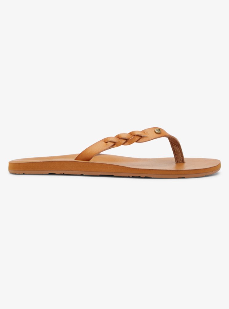 Brown / Brown Women's Roxy Liza Flip Flops | USA MFGB-16547