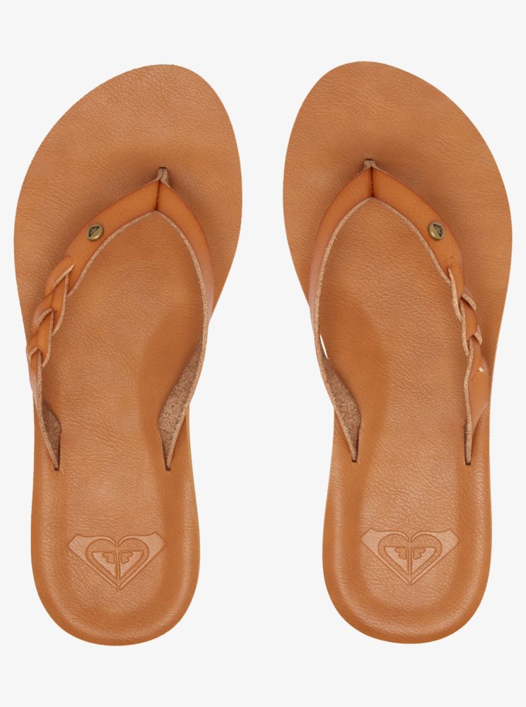 Brown / Brown Women's Roxy Liza Flip Flops | USA MFGB-16547