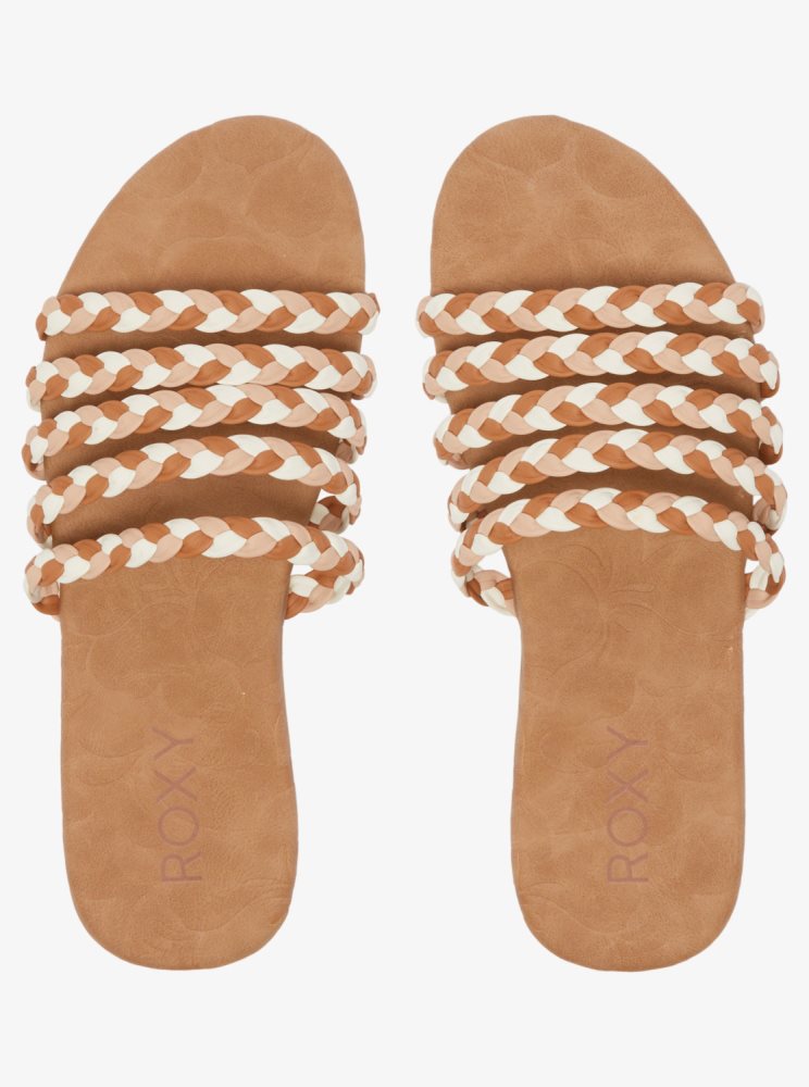 Brown / Brown Women's Roxy Olina Slide Sandals | USA FHQU-01947