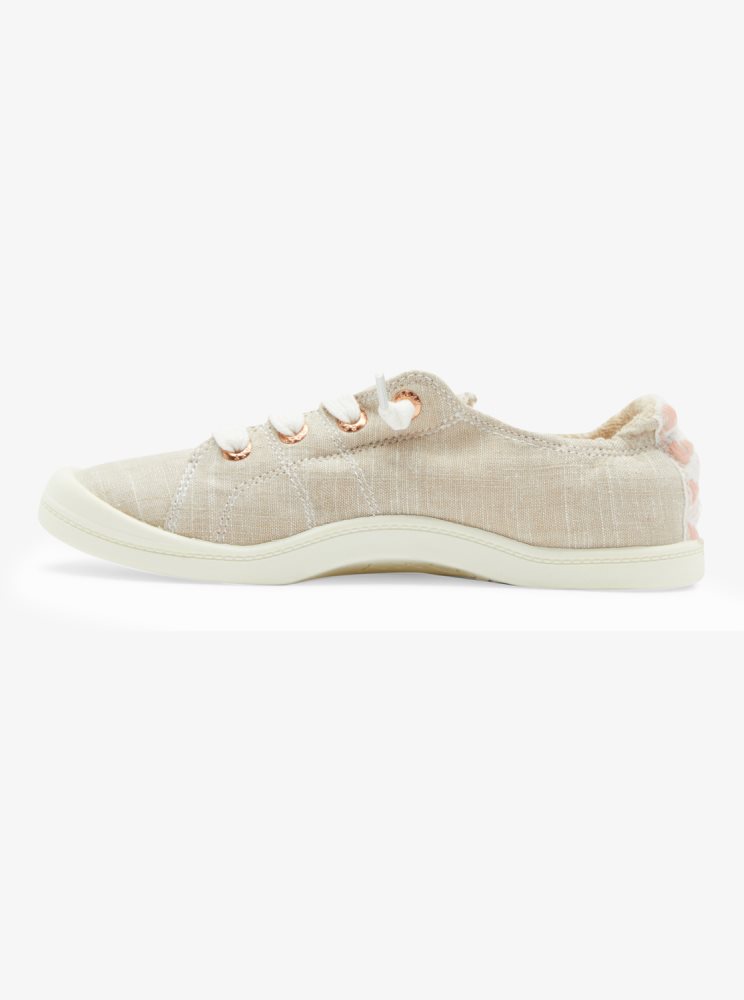 Brown / White Women's Roxy Bayshore Sneakers | USA PTBN-65921