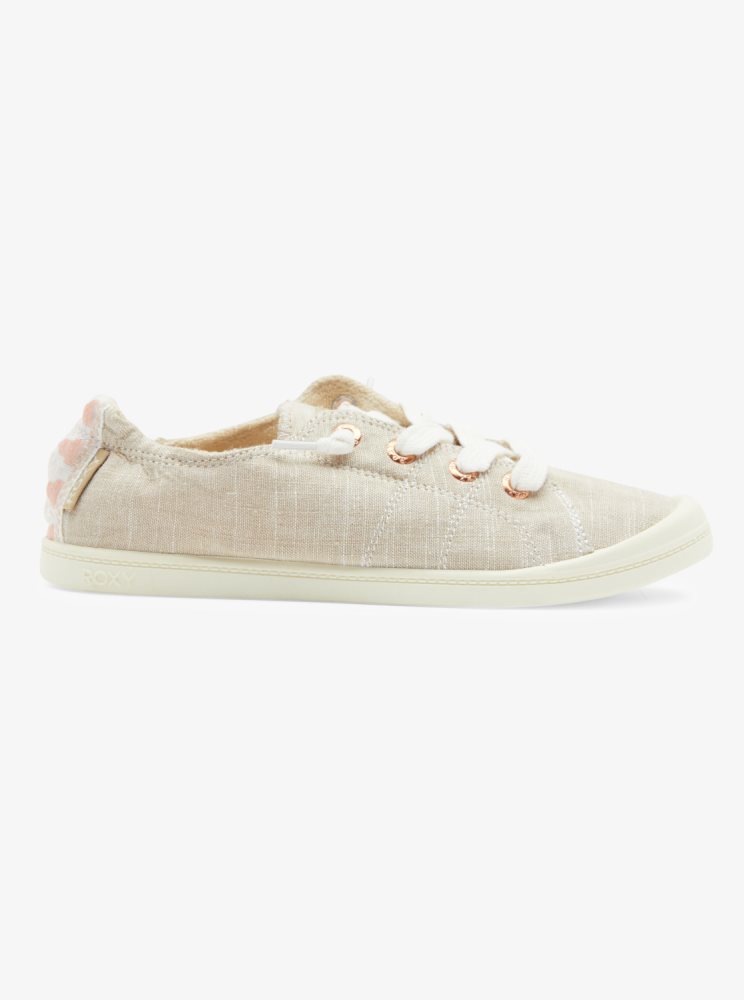 Brown / White Women's Roxy Bayshore Sneakers | USA PTBN-65921