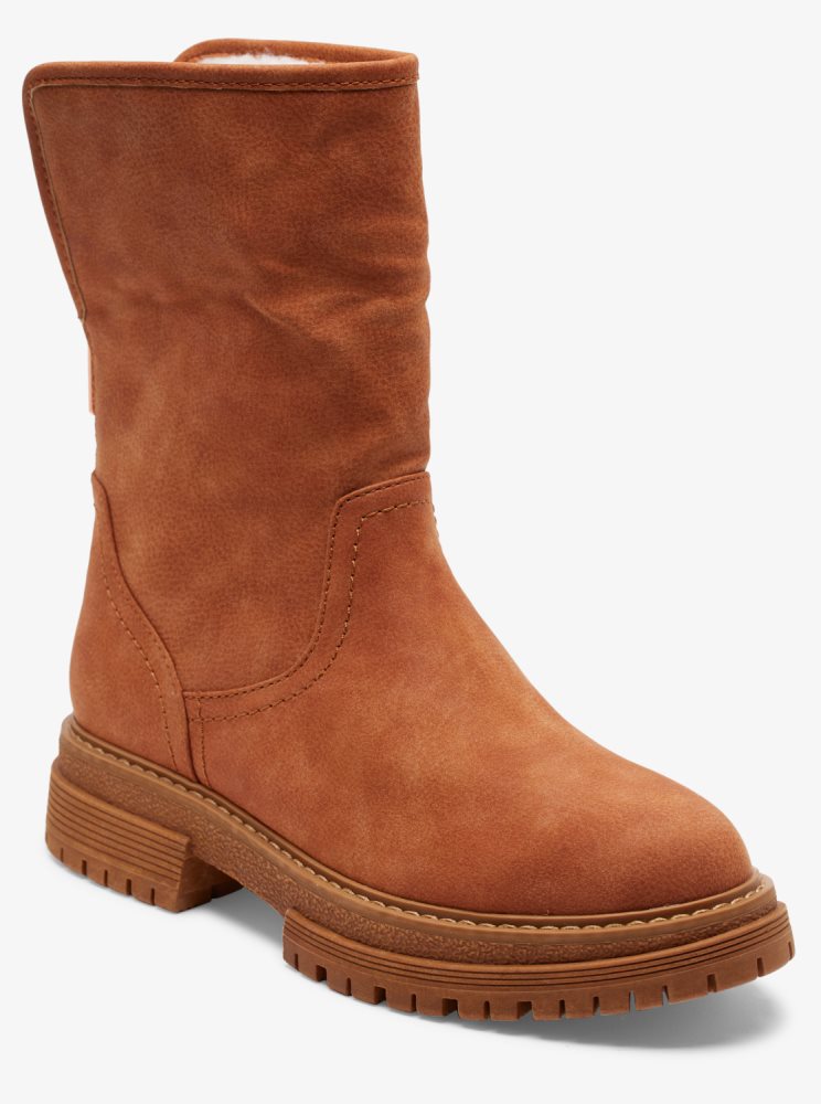 Brown Women's Roxy Fall Slip-On Boots | USA SVZB-75103