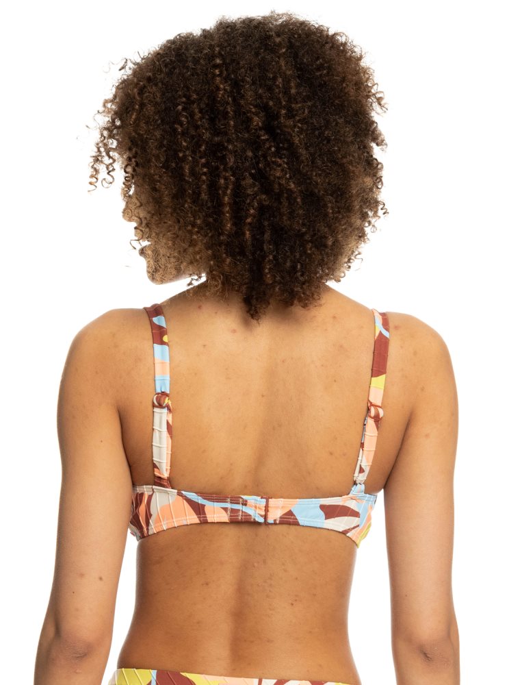 Brown Women's Roxy Floraldelic Printed D-Cup Bikini Tops | USA DJHS-67318