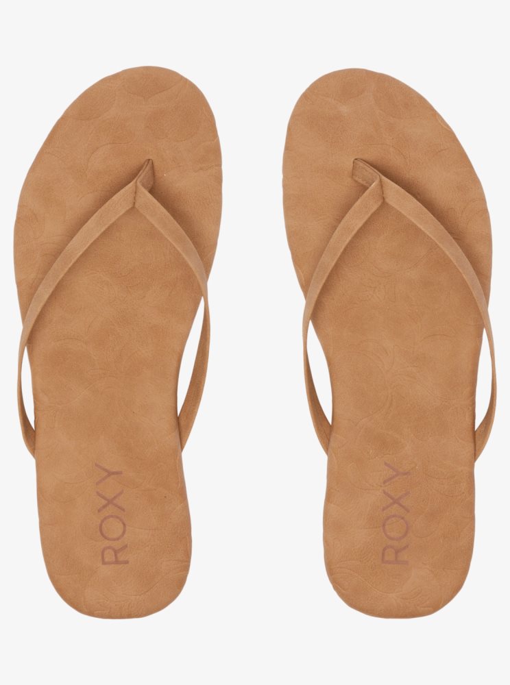 Brown Women's Roxy Gabbie Flip Flops | USA TVIM-57843