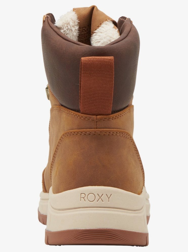 Brown Women's Roxy Karmel Lace-Up Boots | USA PETC-42609