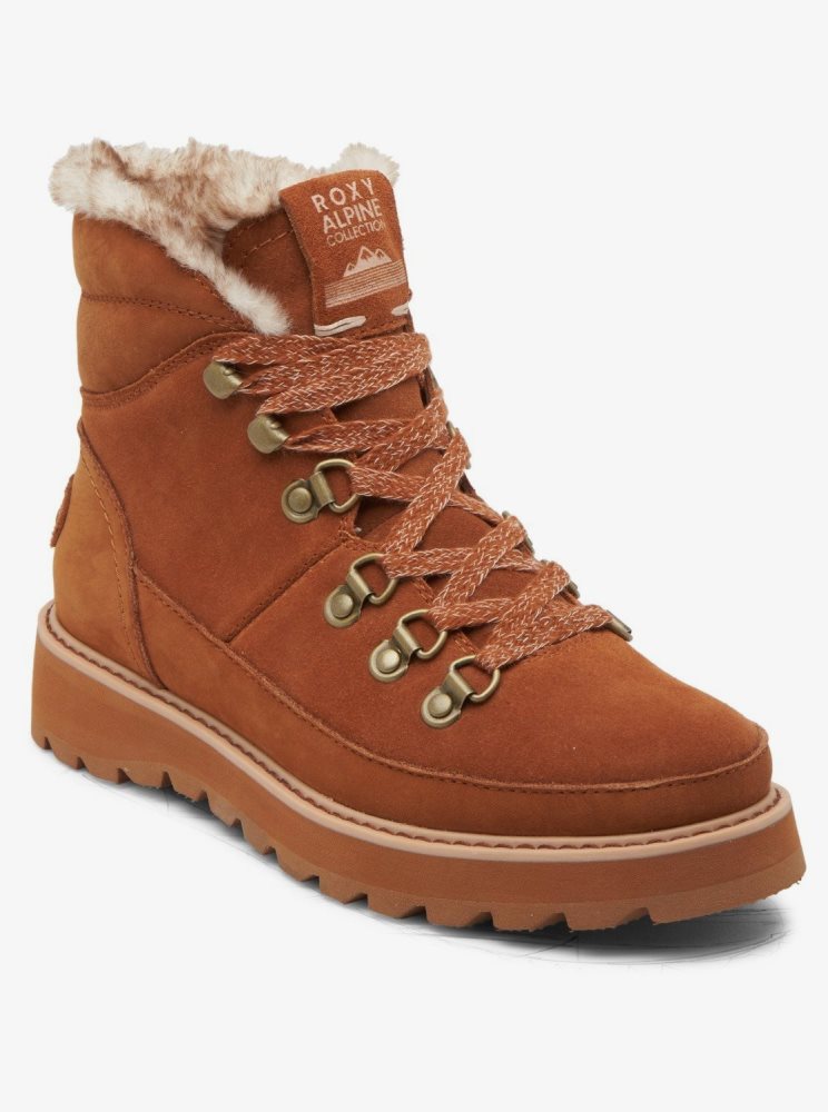 Brown Women's Roxy Sadie Lace-Up Boots | USA GLJM-82597