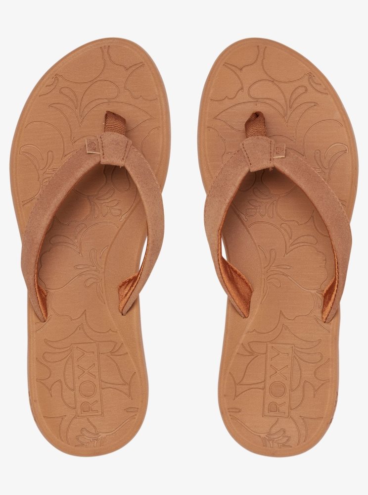 Brown Women's Roxy Vickie Flip Flops | USA TMBE-96580