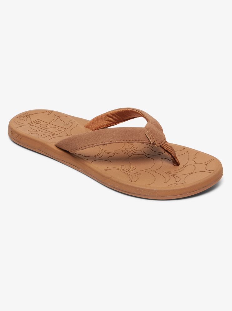 Brown Women\'s Roxy Vickie Flip Flops | USA TMBE-96580