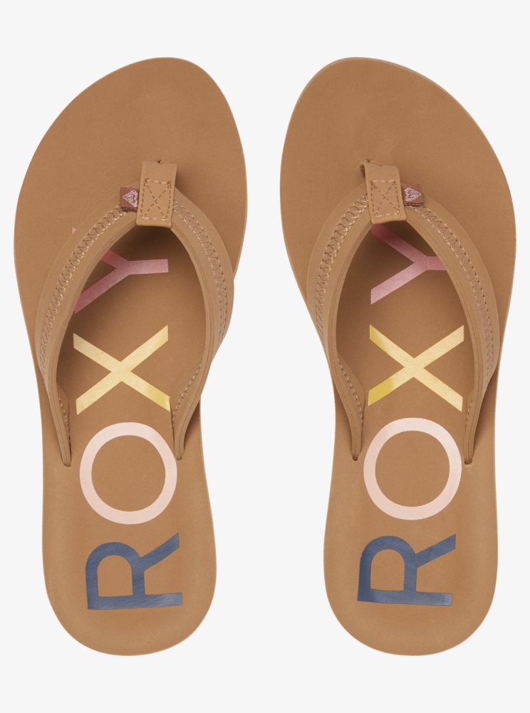 Brown Women's Roxy Vista Flip Flops | USA RPQM-36497