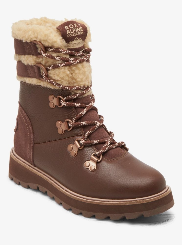 Chocolate Women's Roxy Brandi Lace-Up Boots | USA LTVB-38607