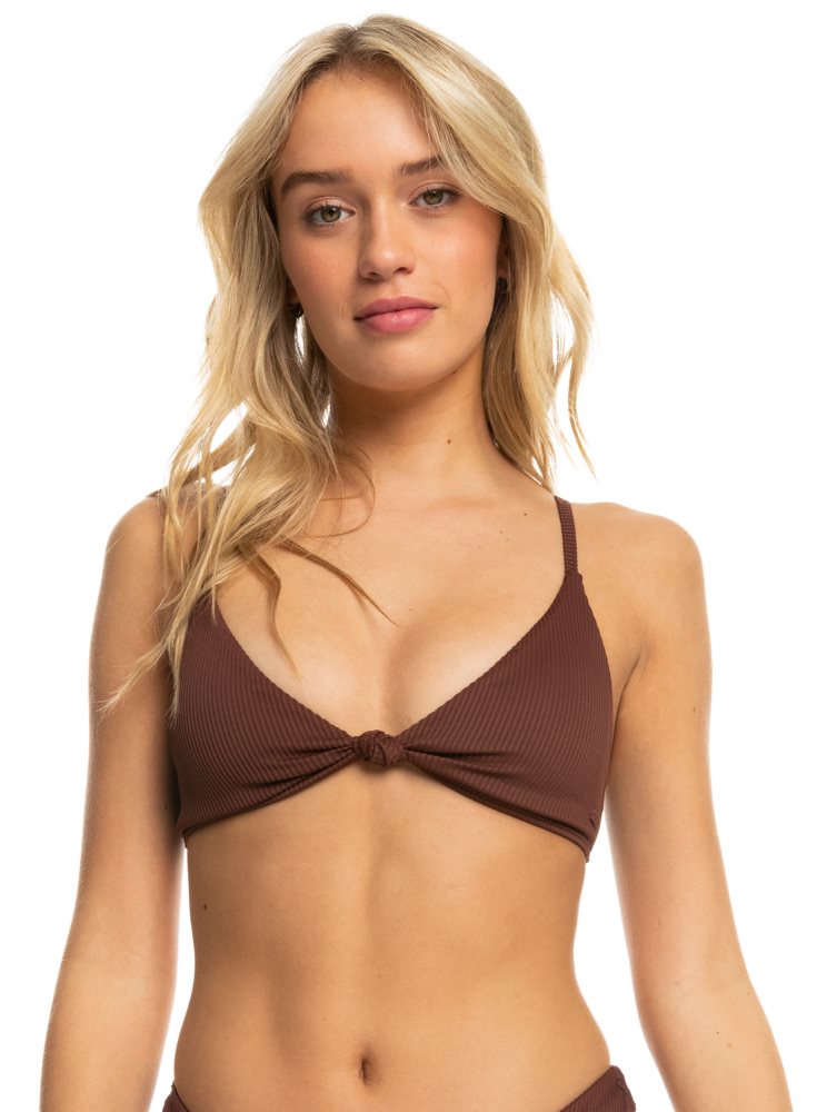 Chocolate Women's Roxy Love The Surf Knot Bikini Tops | USA YWTF-75024