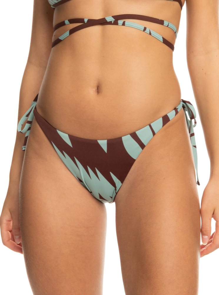 Chocolate Women\'s Roxy Palm Cruz Cheeky Bikini Bottoms | USA RNHF-84390