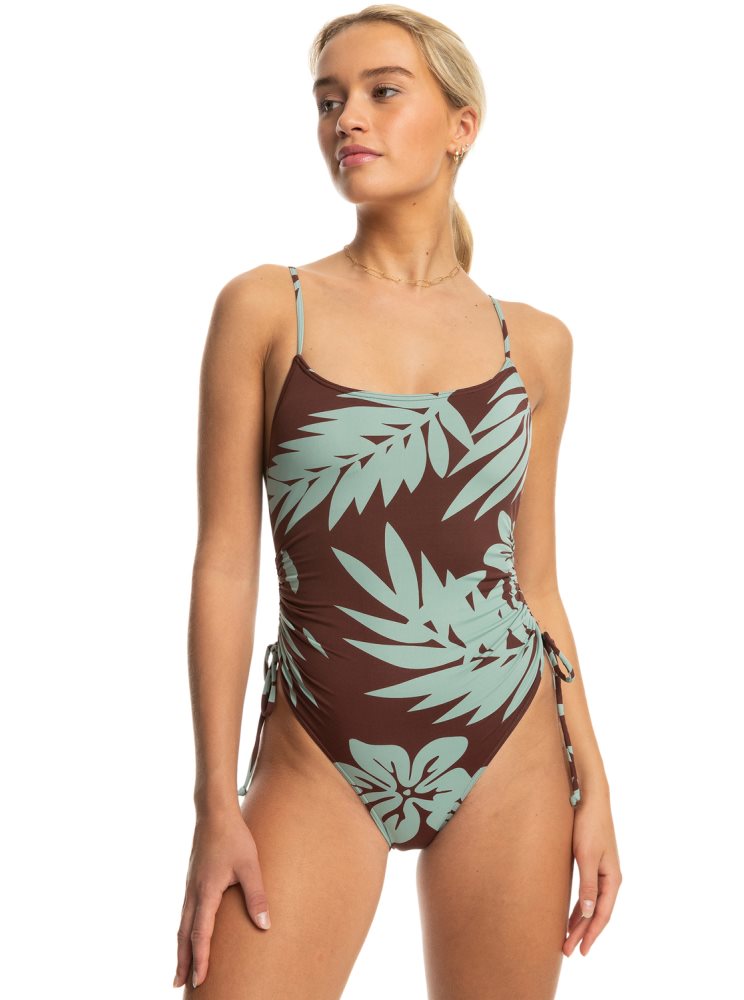 Chocolate Women\'s Roxy Palm Cruz One Piece Swimsuits | USA XHIF-02394